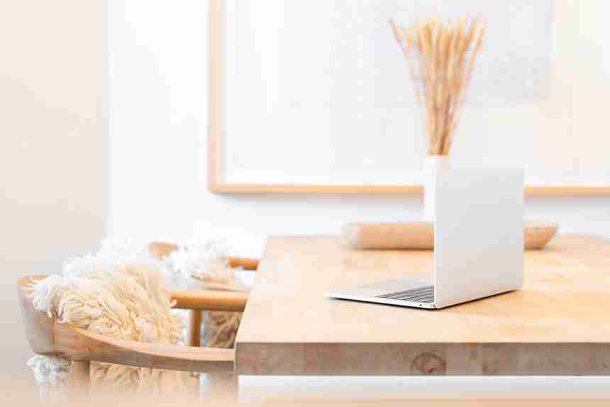 Desk with a laptop